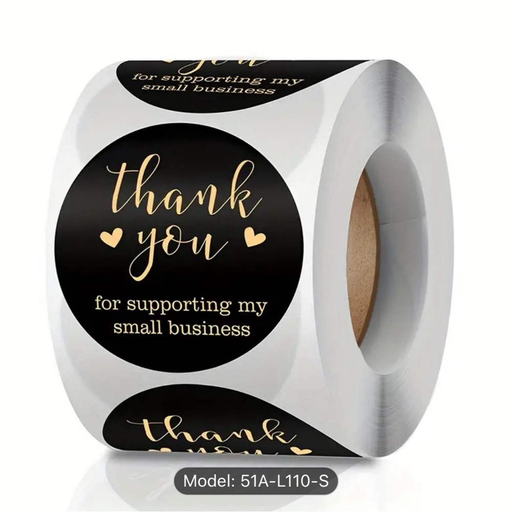 Thank You Stickers, 500 Piece, Black & Gold